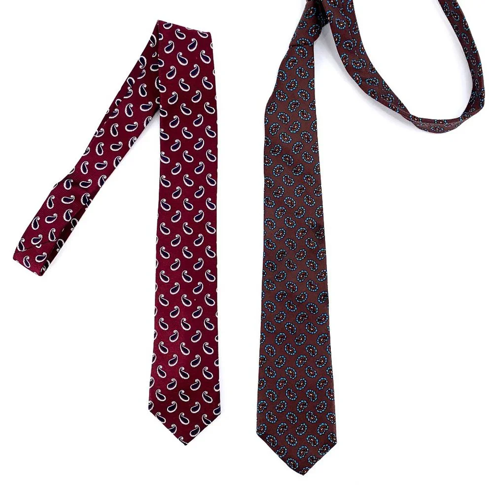 Bundle 2 Joseph Jos A. Bank & John Weitz by Burma Tie Burgundy & Brown 100% Silk